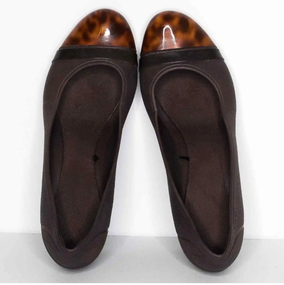 🆕Crocs | Brown Tortoise Cap Toe Slip On Wedge Heels Size 7 Womens Comfort Shoes - Picture 12 of 12